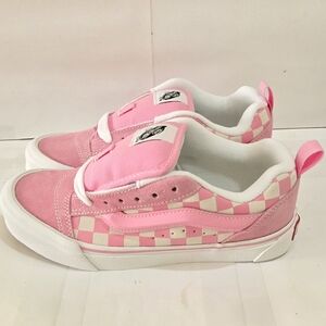 Vans Knu Skool Checkerboard Skate Shoe - Pink / White